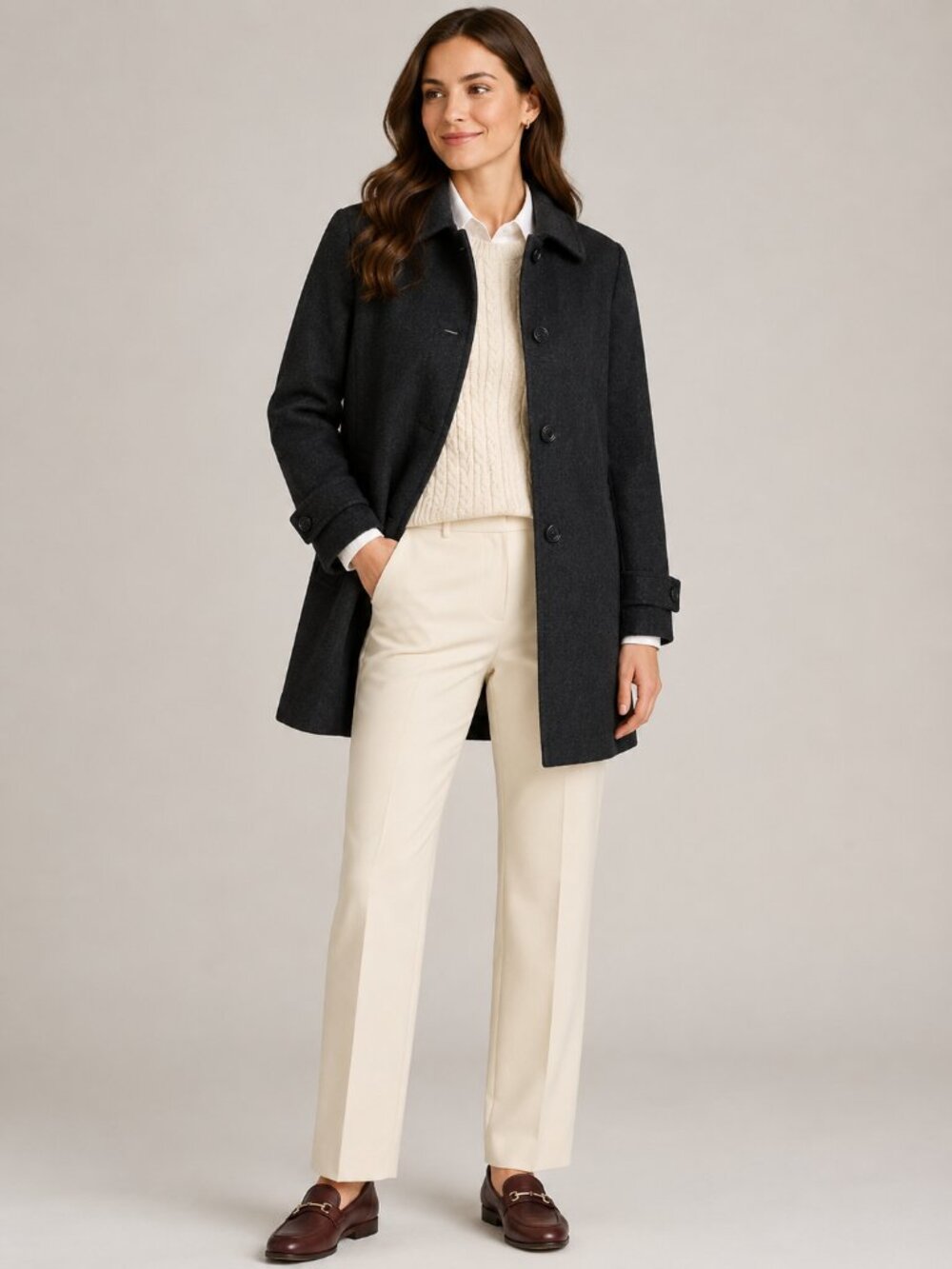J.Crew Vintage Dark Charcoal wool long coat size Sp